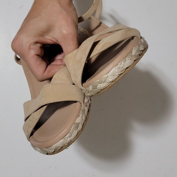 NEW Stuart Weitzman Rosemarie Leather Wedge Sandal Womens 9.5 Cottagecore Y2K - Picture 5 of 10